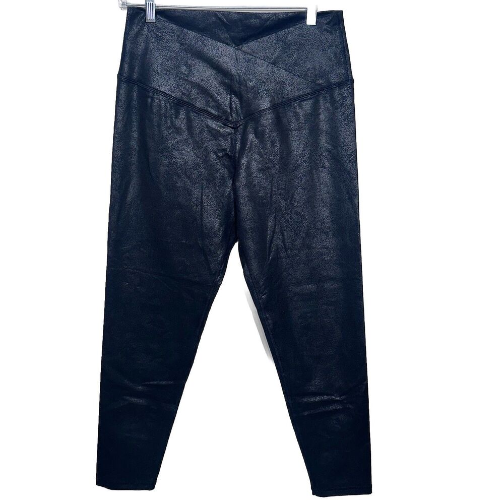 OFFLINE by Aerie The Hugger Leggings Women XL Navy Blue Crackle Metallic Cross
